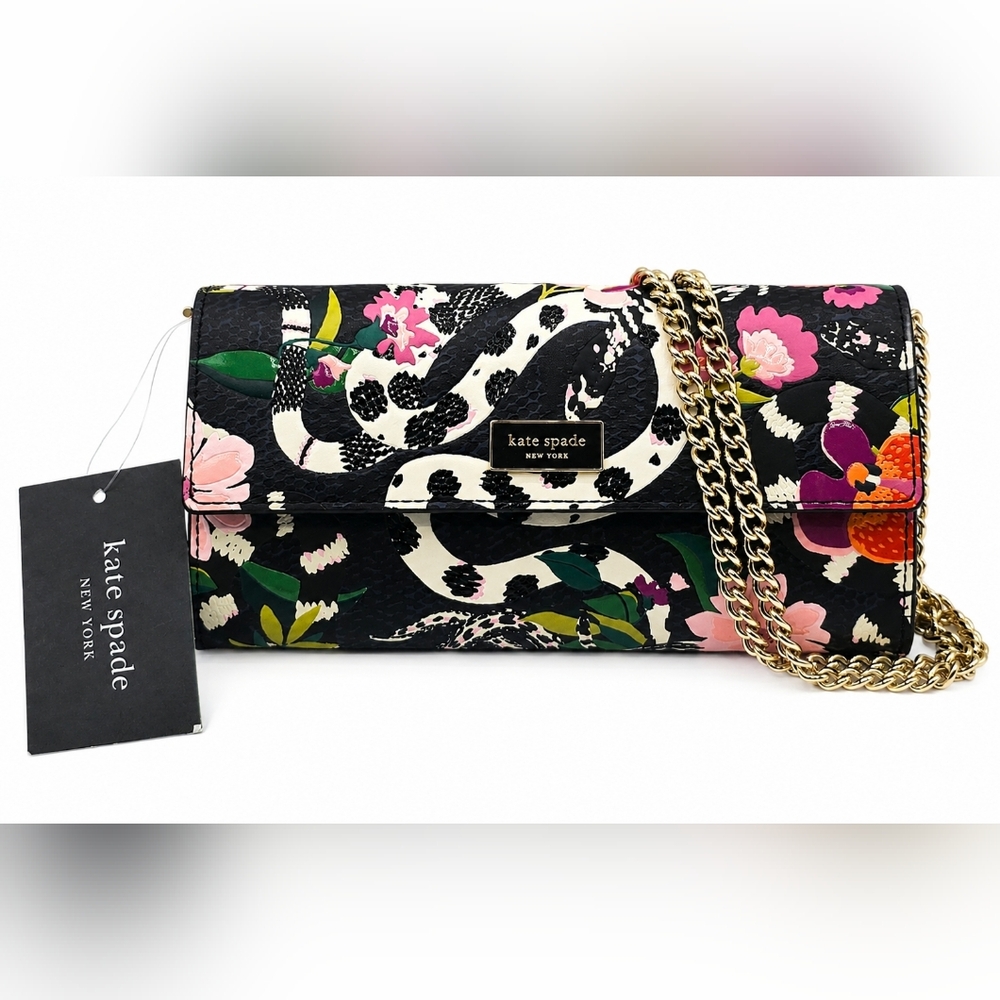 Kate Spade Sammy Snake Floral Chain Crossbody Wallet NWT